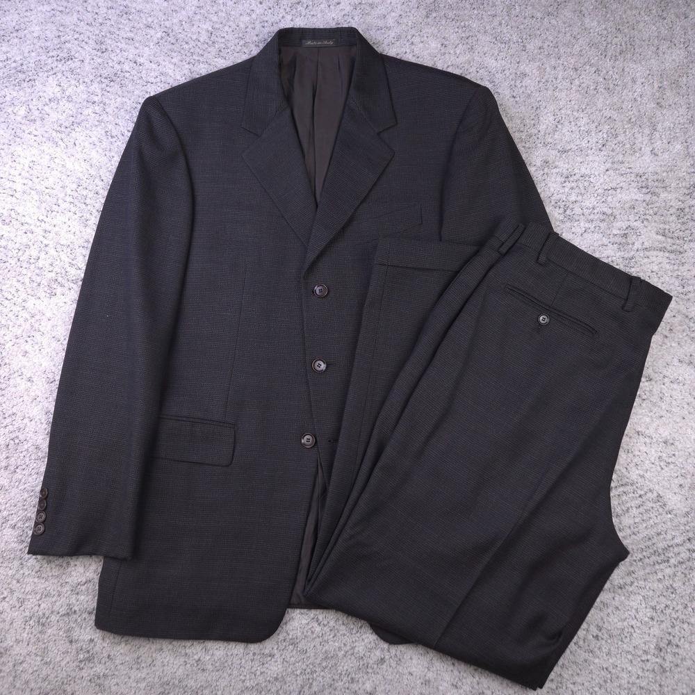 Pal Zileri Suit 40R 42 34x30 Wool Pleated Cuffed Italy Brown 3 Button Two Piece